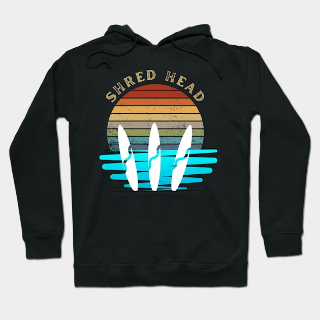 Retro Sunset With Surfer On The Waves Hoodie by FNRY